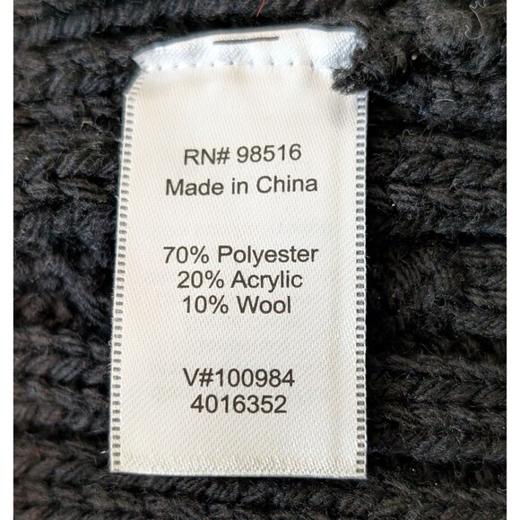 NWT Coldwater Creek Size L (14) Open Drape Black Cardigan Cable Knit Sweater $90 - Picture 7 of 11